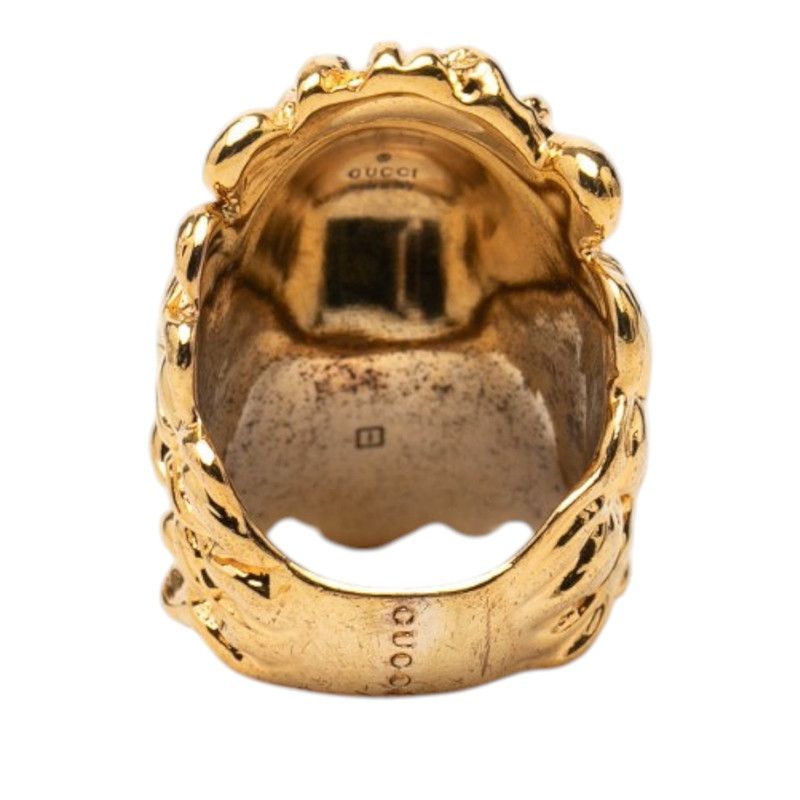 Gucci Tiger Head Ring Gold Plated Rhinestone — view 3