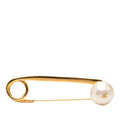 Chanel CC Logo Vintage Brooch Safety Pin Gold Plated Faux Pearl