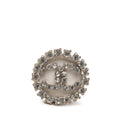 Chanel CC Logo Ring Silver Metal Rhinestone