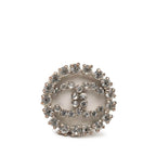 Chanel CC Logo Ring Silver Metal Rhinestone