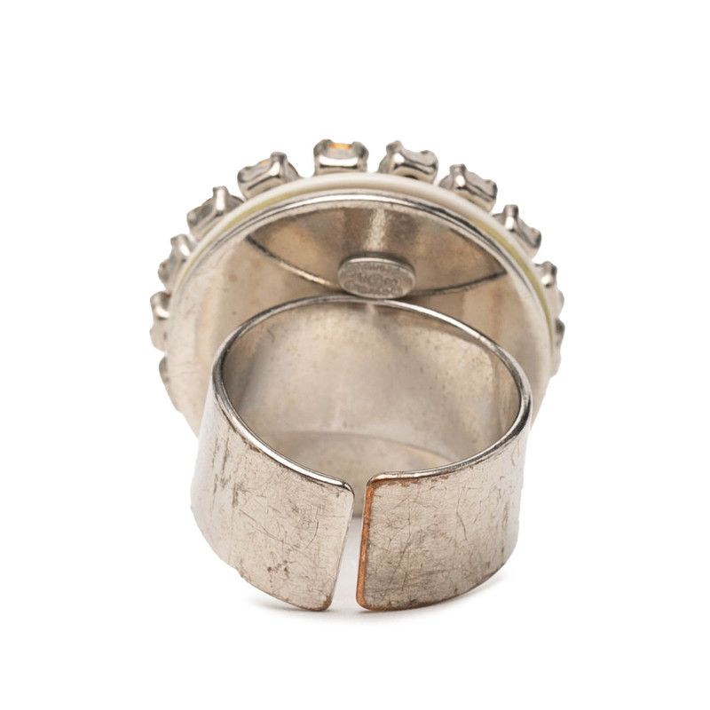Chanel CC Logo Ring Silver Metal Rhinestone — view 3
