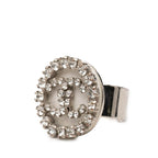 Chanel CC Logo Ring Silver Metal Rhinestone — view 2