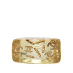 Chanel CC Logo Ring Clear Gold Plastic — view 2