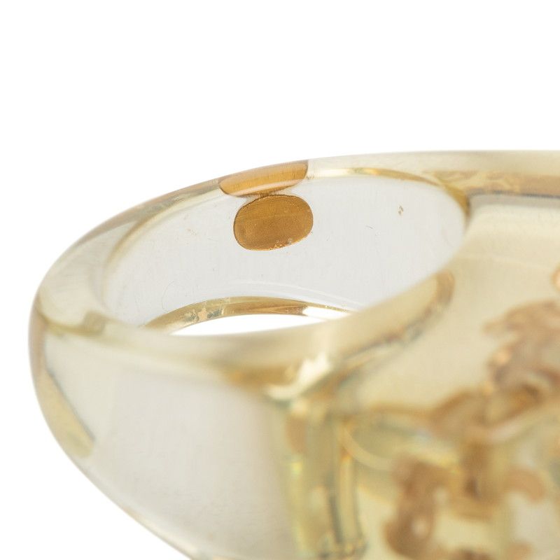 Chanel CC Logo Ring Clear Gold Plastic — view 4