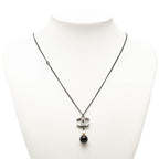 Chanel CC Logo Necklace Black Plated Faux Pearl — view 6