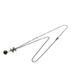 Chanel CC Logo Necklace Black Plated Faux Pearl — view 3