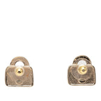 Chanel CC Logo Bag Motif Earrings Gold Plated Pink Rhinestone — view 2