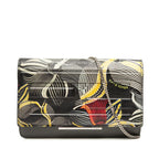 Fendi Botanical Print Chain Wallet Shoulder Bag Black Gray Multicolor Leather