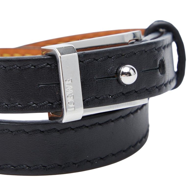 Loewe Double Strand Belt Bracelet Black Leather — view 4