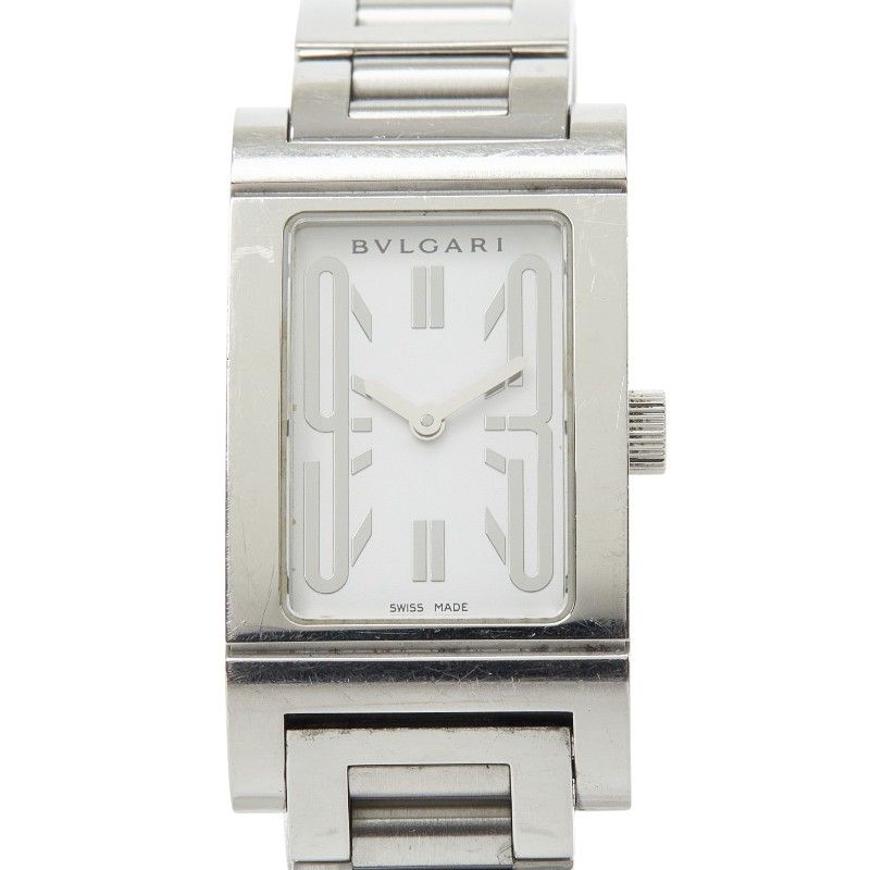 Bvlgari Rettangolo Watch White Silver Stainless Steel