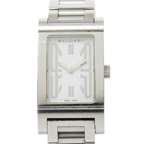 Bvlgari Rettangolo Watch White Silver Stainless Steel