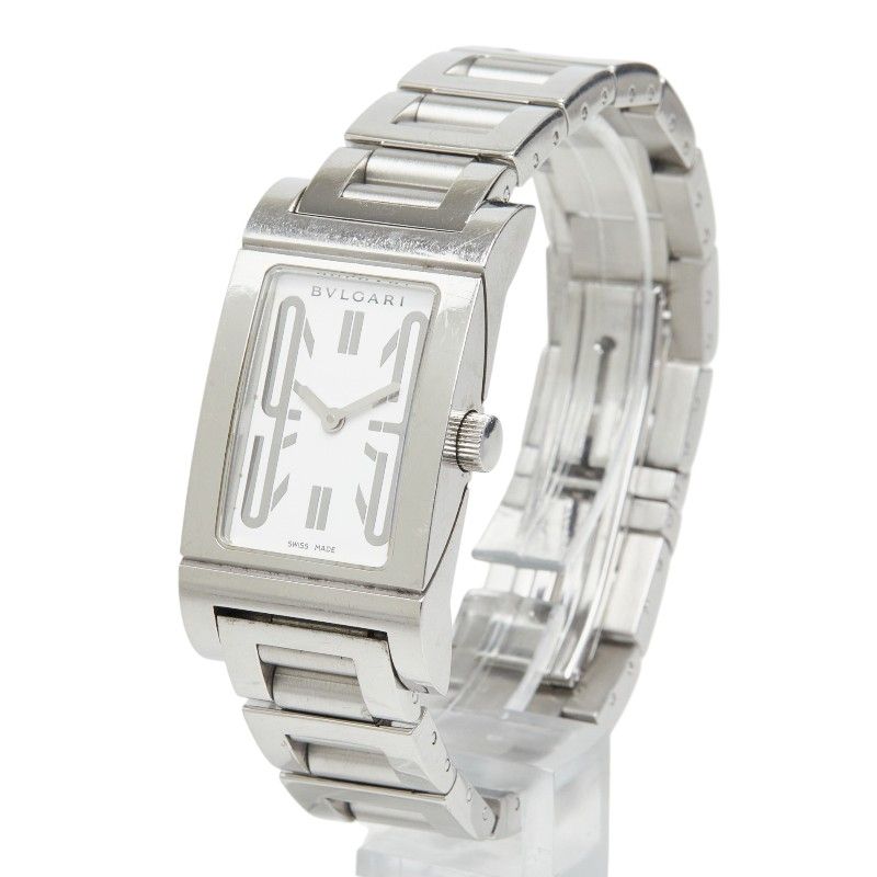 Bvlgari Rettangolo Watch White Silver Stainless Steel — view 2