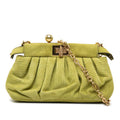 Fendi Peekaboo Click Chain Shoulder Bag Green Suede