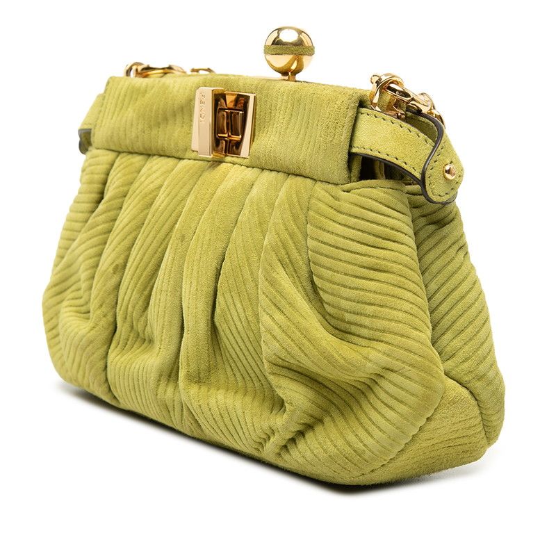 Fendi Peekaboo Click Chain Shoulder Bag Green Suede — view 2