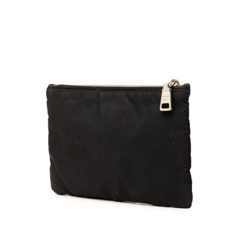 Prada Triangular Patchwork Pouch Case Black Multicolor Nylon Saffiano Leather — view 2