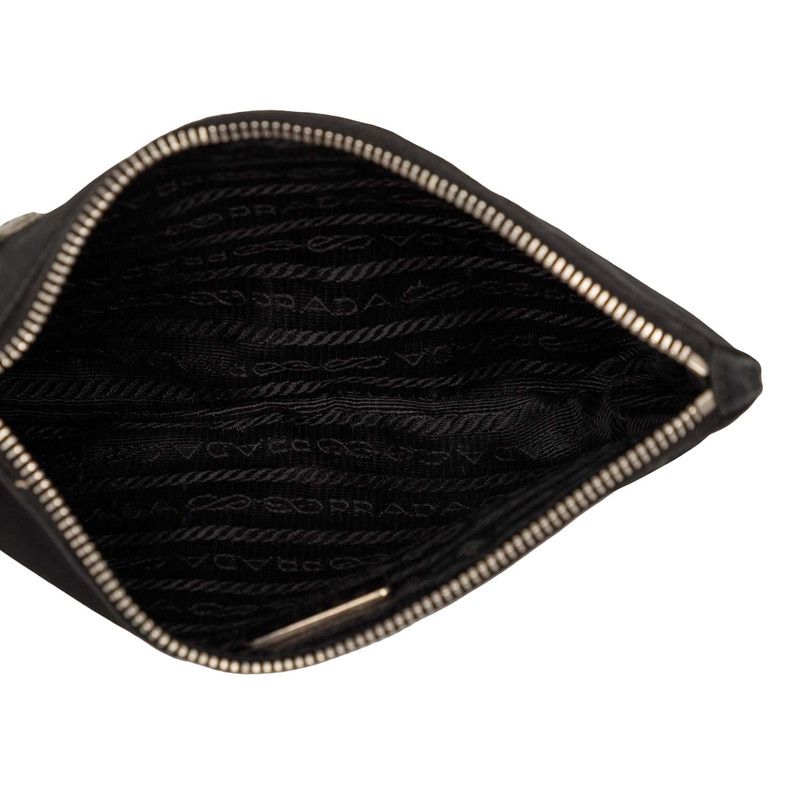 Prada Triangular Patchwork Pouch Case Black Multicolor Nylon Saffiano Leather — view 4