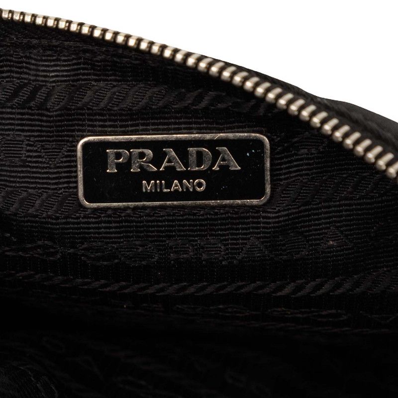Prada Triangular Patchwork Pouch Case Black Multicolor Nylon Saffiano Leather — view 5