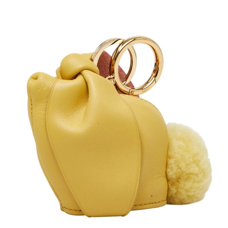 Loewe Animal Bunny Bag Charm Coin Case Yellow Leather — view 3