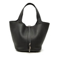 Hermes Picotin Lock Handbag Black Silver Taurillon Clemence