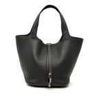 Hermes Picotin Lock Handbag Black Silver Taurillon Clemence