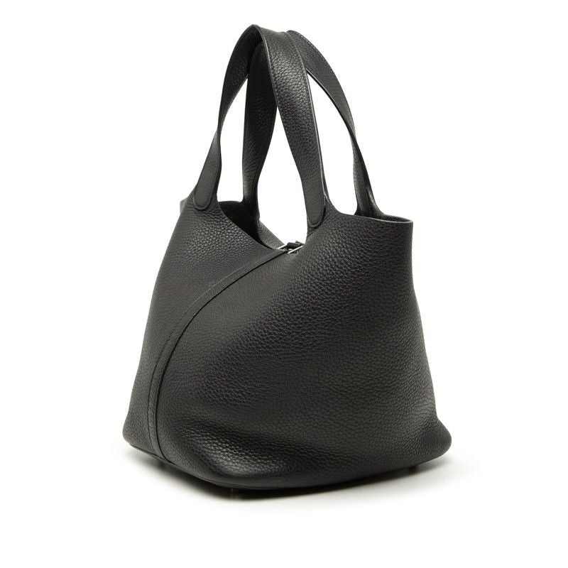 Hermes Picotin Lock Handbag Black Silver Taurillon Clemence — view 2