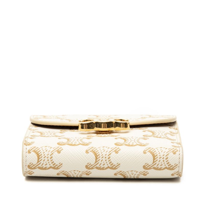 Celine Triomphe Small Flap Wallet Ivory Leather — view 3