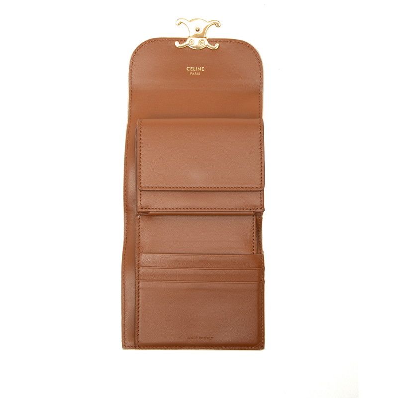 Celine Triomphe Small Flap Wallet Ivory Leather — view 5