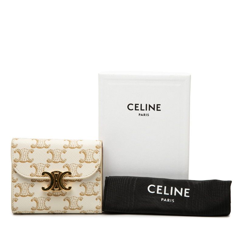 Celine Triomphe Small Flap Wallet Ivory Leather — view 8