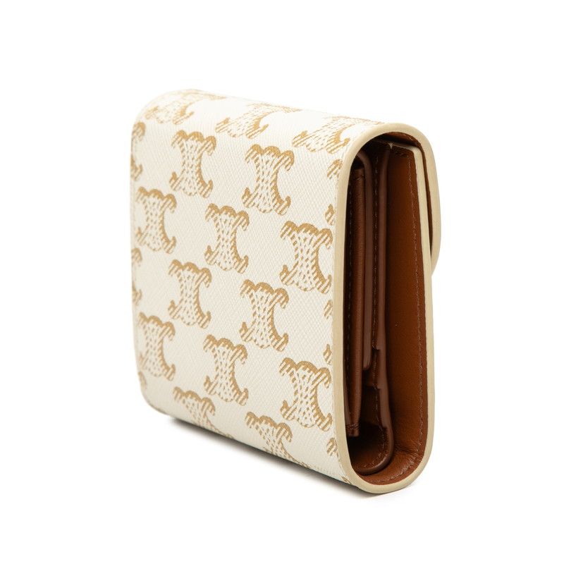 Celine Triomphe Small Flap Wallet Ivory Leather — view 2