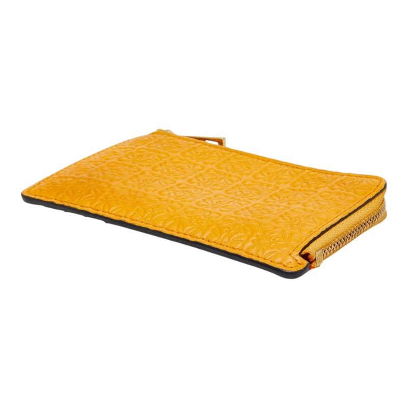 Loewe Repeat Anagram Coin Case Yellow Mandarin Orange Leather — view 4