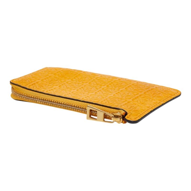 Loewe Repeat Anagram Coin Case Yellow Mandarin Orange Leather — view 5
