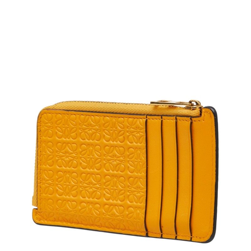 Loewe Repeat Anagram Coin Case Yellow Mandarin Orange Leather — view 2