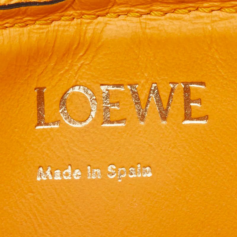 Loewe Repeat Anagram Coin Case Yellow Mandarin Orange Leather — view 7