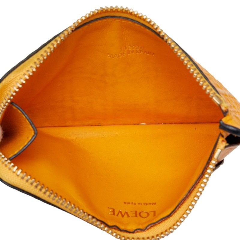Loewe Repeat Anagram Coin Case Yellow Mandarin Orange Leather — view 6