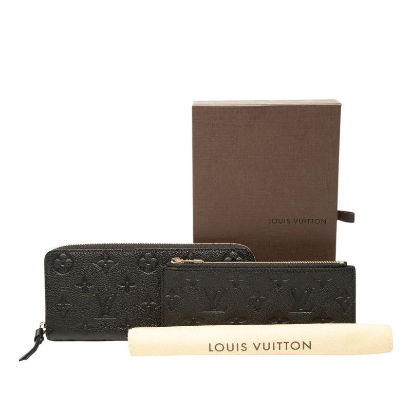 Louis Vuitton Monogram Empreinte Clemence Zip Around Wallet Noir Black Leather — view 6
