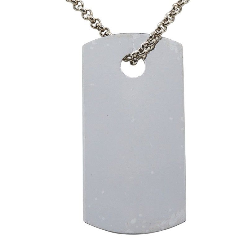 Hermes Dog Tag Necklace Silver Metal — view 3