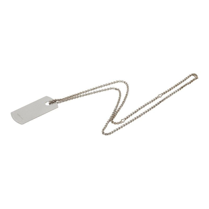 Hermes Dog Tag Necklace Silver Metal — view 4