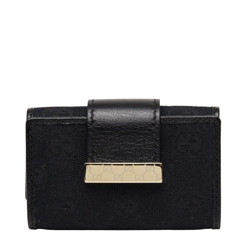 Gucci GG Canvas Logo Plate Key Case Black 1- Key Holder