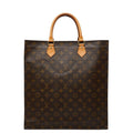 Louis Vuitton Monogram Sac Plat Tote Brown Leather