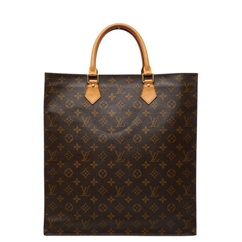 Louis Vuitton Monogram Sac Plat Tote Brown Leather