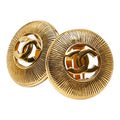 Chanel CC Logo Round Earrings Gold Plated