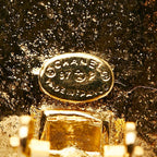 Chanel CC Logo Clover Motif Earrings Gold Plated Brown — view 4