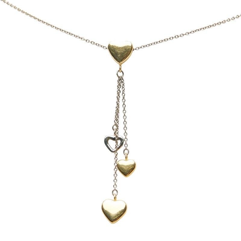Tiffany & Co Multi Heart Drop Necklace 18k Yellow Gold 18k White — view 2