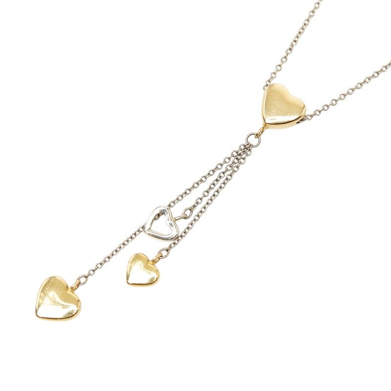Tiffany & Co Multi Heart Drop Necklace 18k Yellow Gold 18k White