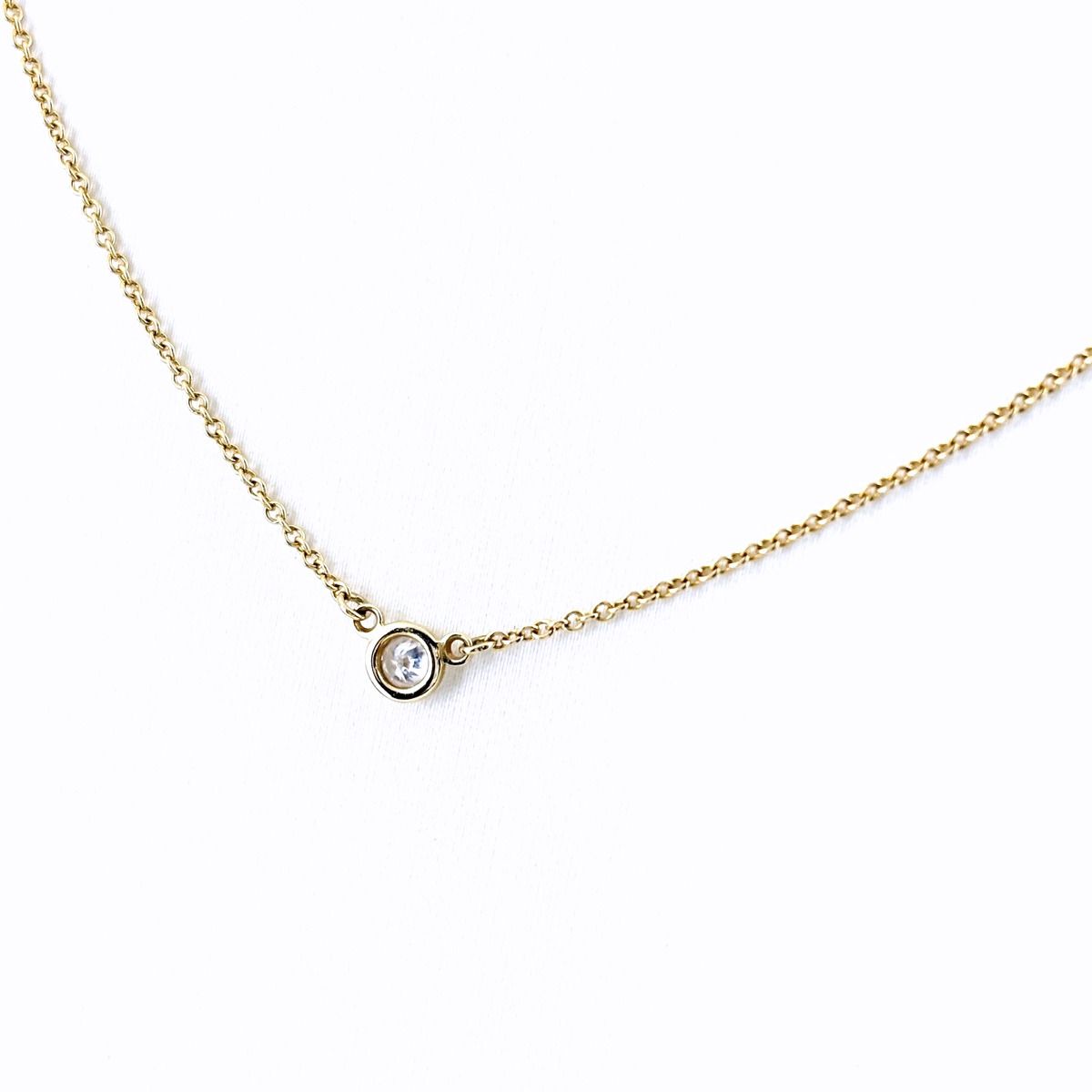 Tiffany & Co by the Yard Necklace YG Yellow Gold Pendant Diamond Elsa Peretti
