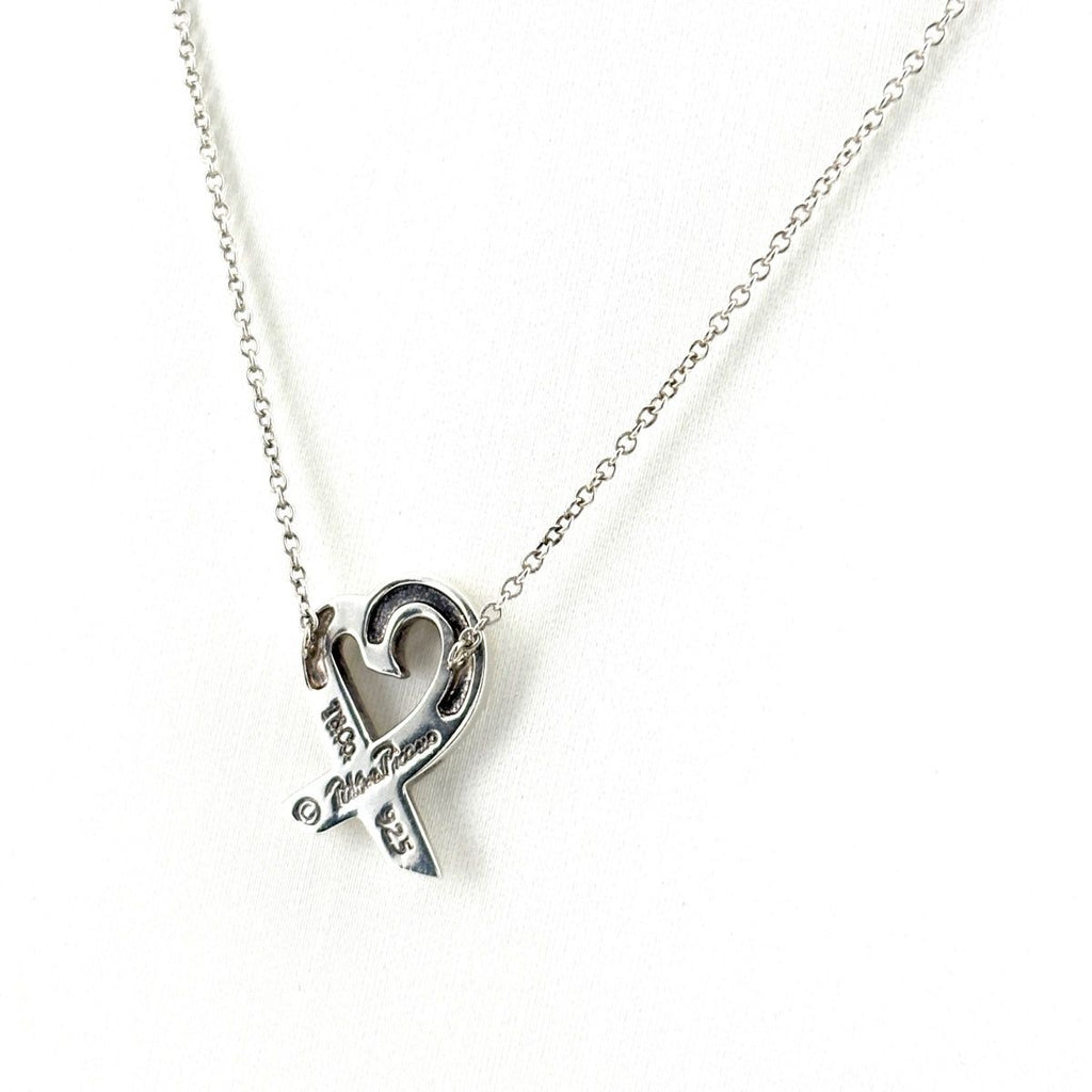 Tiffany & Co Loving Heart Diamond Necklace Silver Pendant Pave — view 3