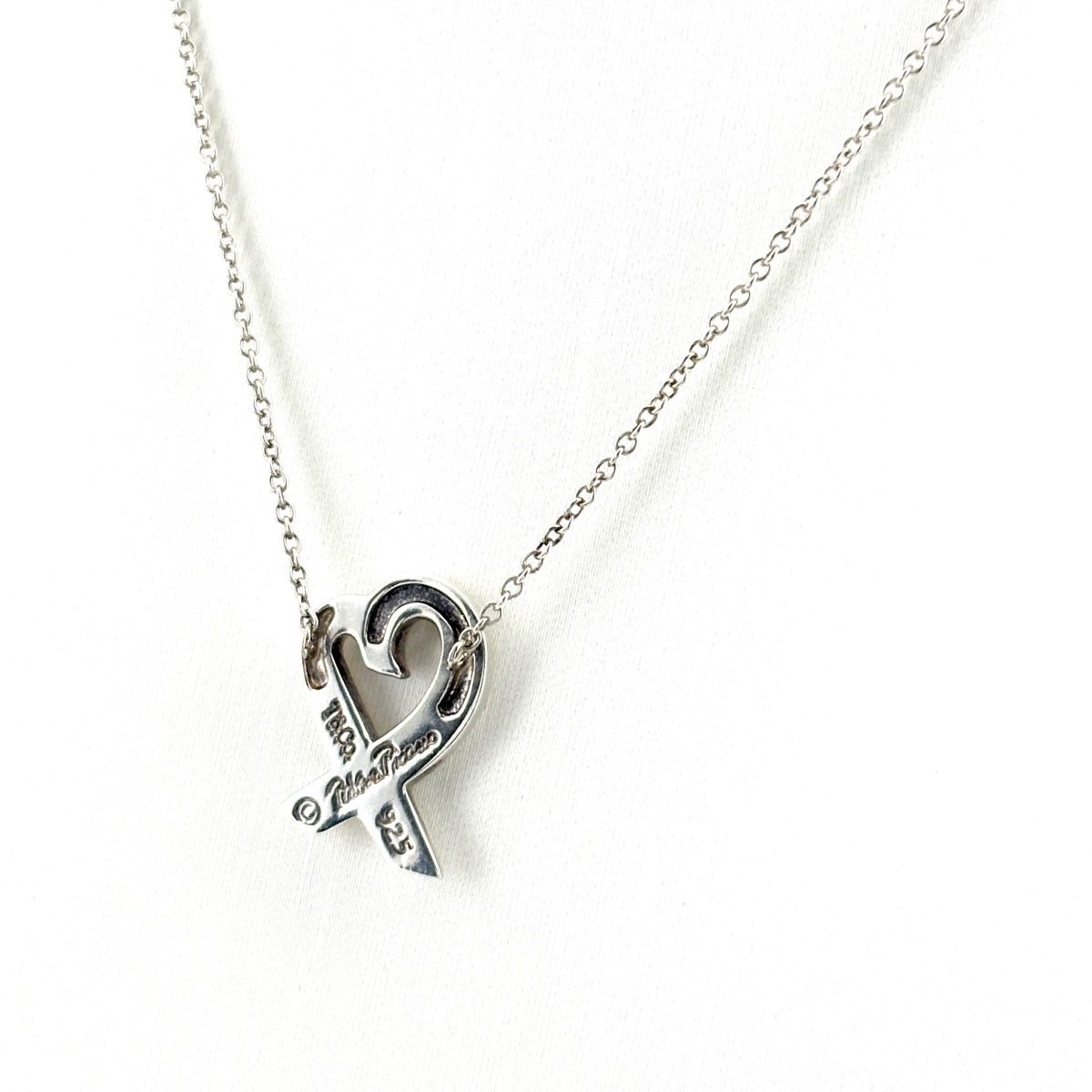 Tiffany & Co Loving Heart Diamond Necklace Silver Pendant Pave — view 3