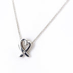 Tiffany & Co Loving Heart Diamond Necklace Silver Pendant Pave