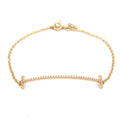 Tiffany & Co Bracelet T Smile 18k Pink Gold Diamond Small 0.11 Carat Pave