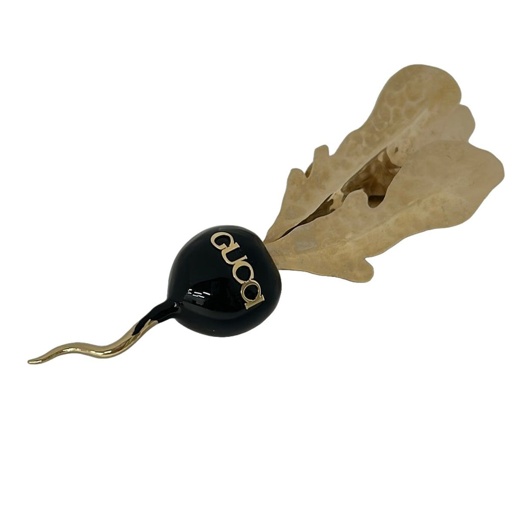 Gucci Brooch Gold Black Radish
